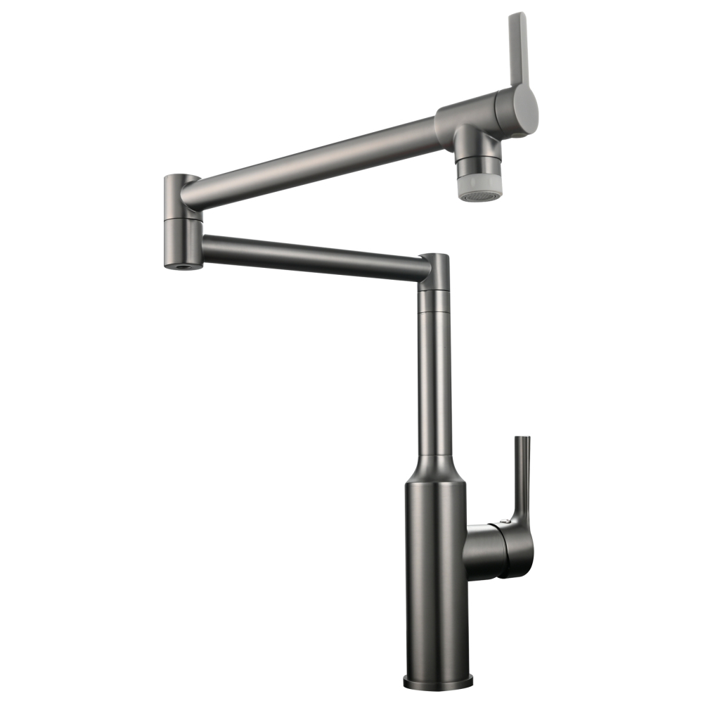 Tecmolog Brass Hot and Cold Folding Fucet,Smooth Handle Deck Mount Faucet for Kitchen