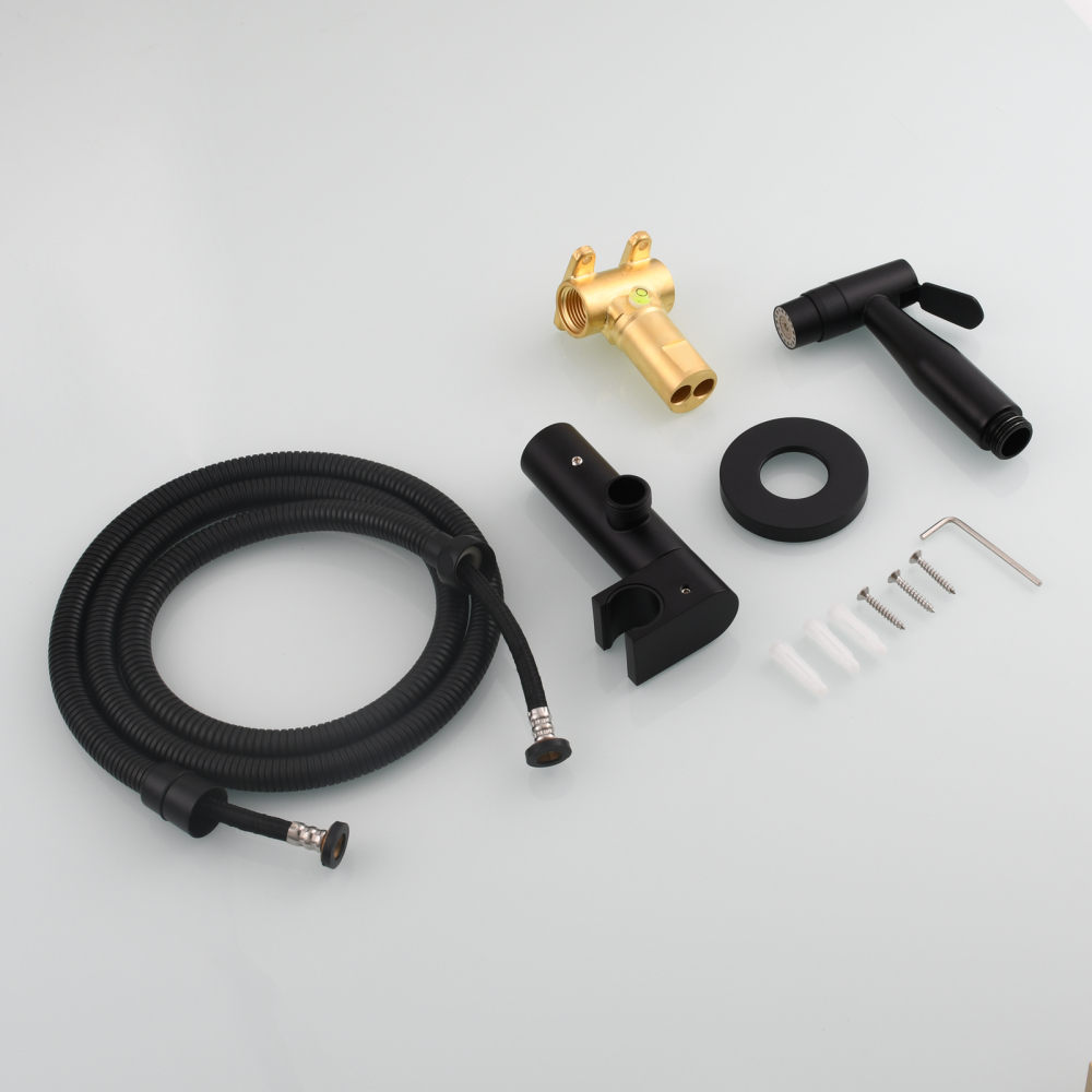 Tecmolog Toilet Bidet Sprayer, Brushed Gold Bidet Sprayer for Toilet Warm Water, Jet Sprayer for Toilet with Hot and Cold Mixer Valve