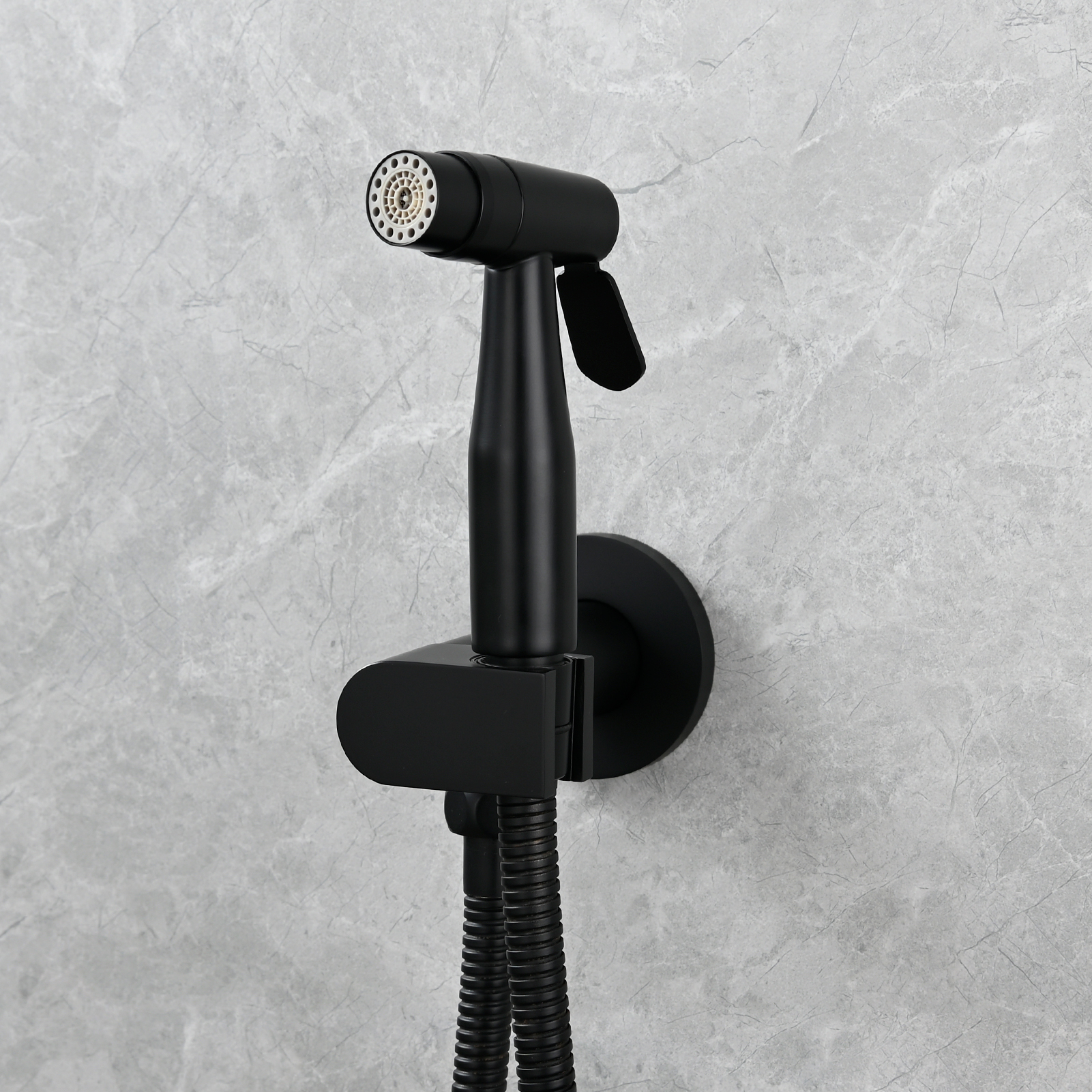 Tecmolog Toilet Bidet Sprayer, Brushed Gold Bidet Sprayer for Toilet Warm Water, Jet Sprayer for Toilet with Hot and Cold Mixer Valve