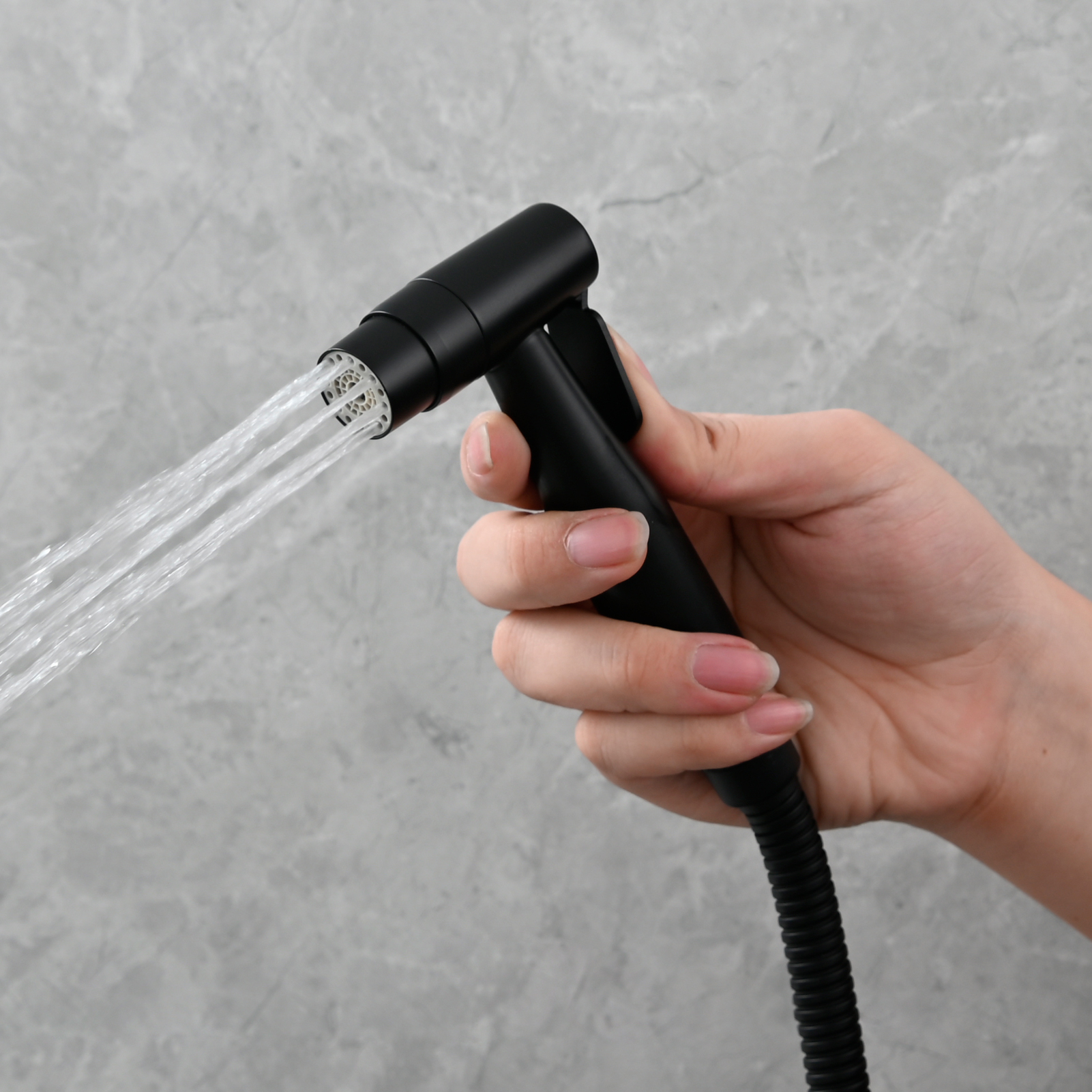 Tecmolog Toilet Bidet Sprayer, Brushed Gold Bidet Sprayer for Toilet Warm Water, Jet Sprayer for Toilet with Hot and Cold Mixer Valve