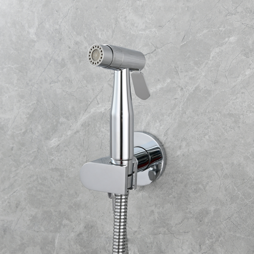 Tecmolog Toilet Bidet Sprayer, Brushed Gold Bidet Sprayer for Toilet Warm Water, Jet Sprayer for Toilet with Hot and Cold Mixer Valve