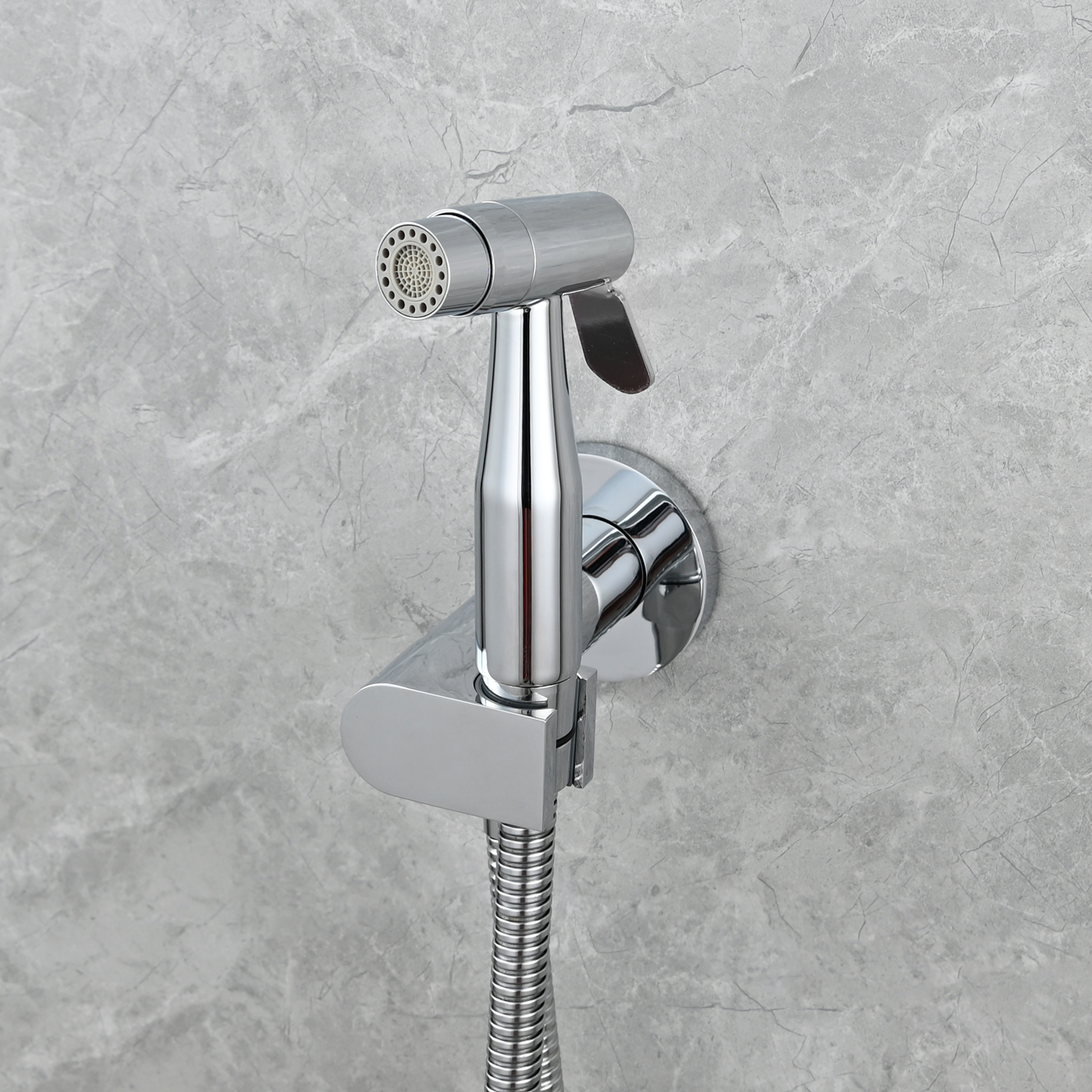 Tecmolog Toilet Bidet Sprayer, Brushed Gold Bidet Sprayer for Toilet Warm Water, Jet Sprayer for Toilet with Hot and Cold Mixer Valve