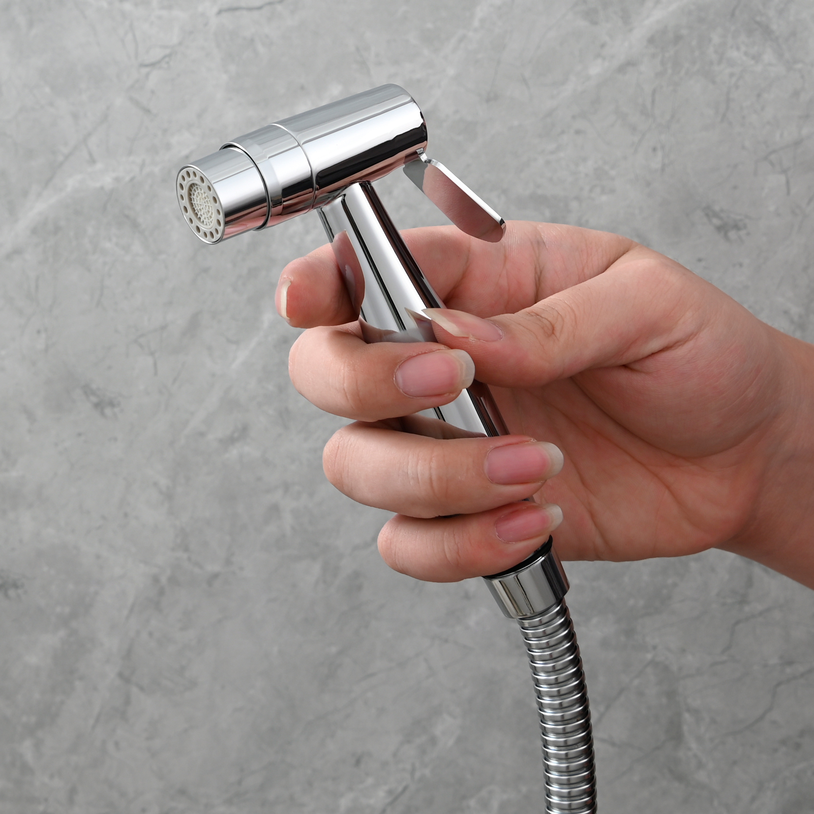 Tecmolog Toilet Bidet Sprayer, Brushed Gold Bidet Sprayer for Toilet Warm Water, Jet Sprayer for Toilet with Hot and Cold Mixer Valve