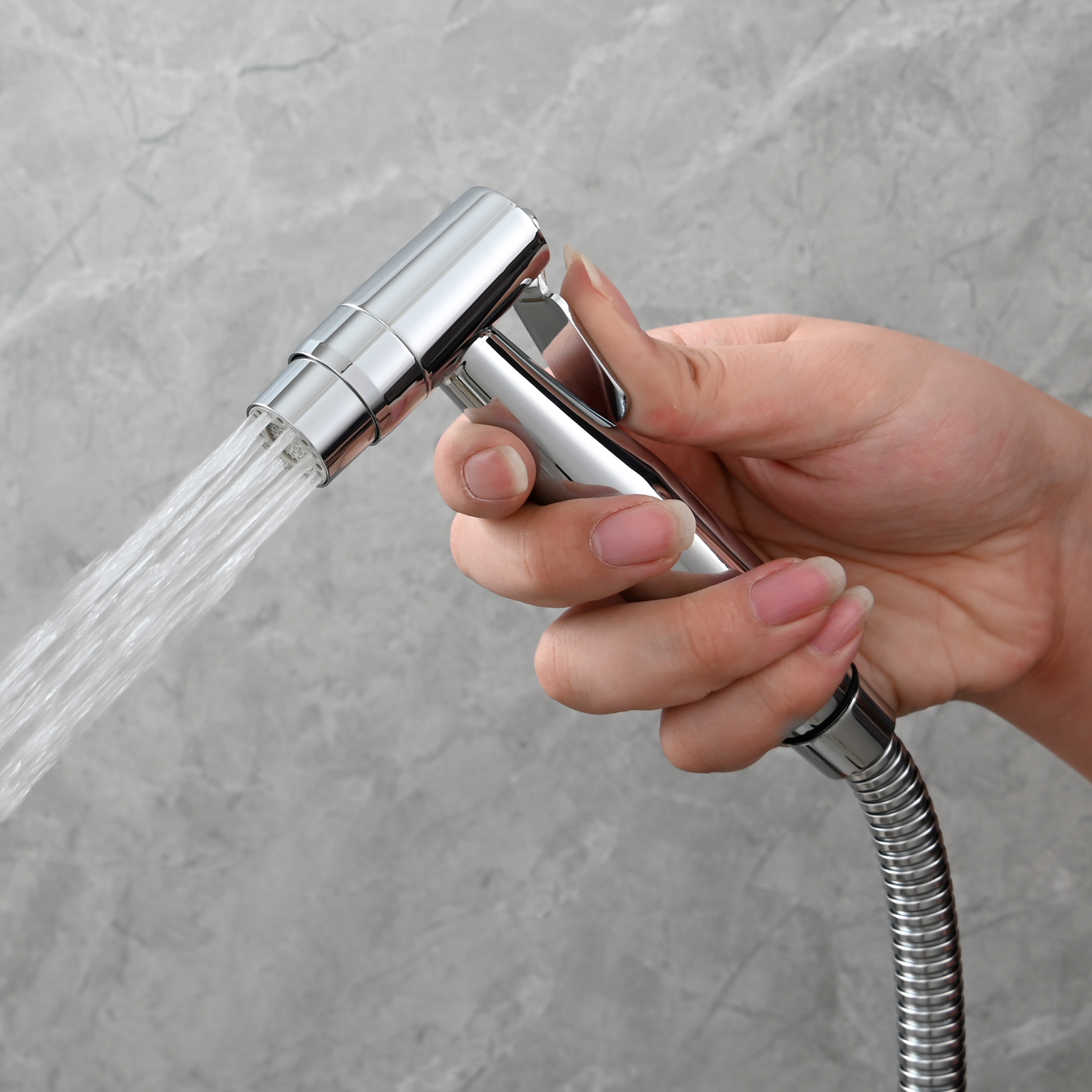Tecmolog Toilet Bidet Sprayer, Brushed Gold Bidet Sprayer for Toilet Warm Water, Jet Sprayer for Toilet with Hot and Cold Mixer Valve