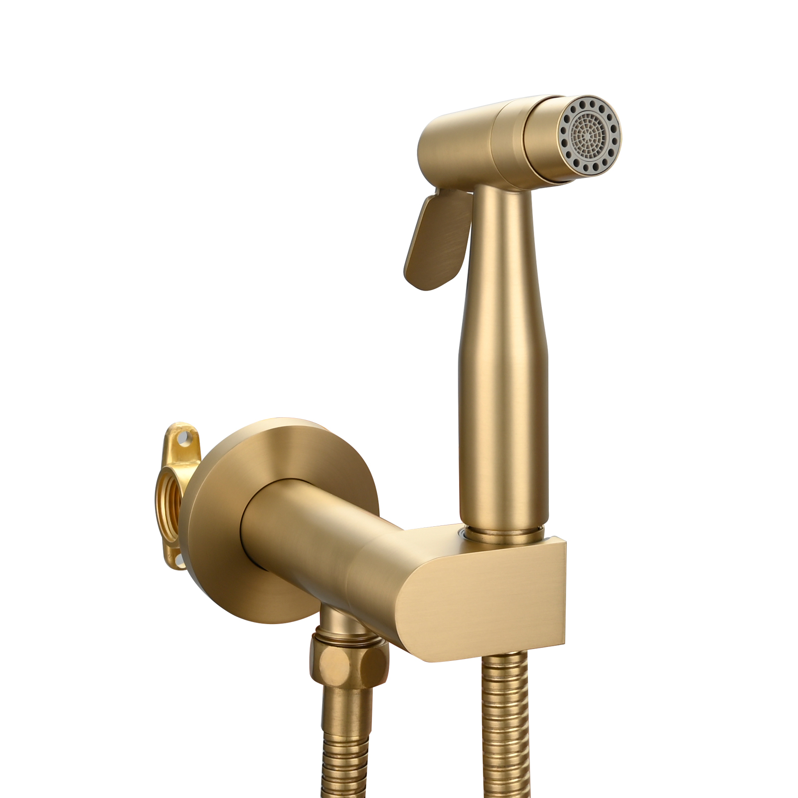 Tecmolog Toilet Bidet Sprayer, Brushed Gold Bidet Sprayer for Toilet Warm Water, Jet Sprayer for Toilet with Hot and Cold Mixer Valve