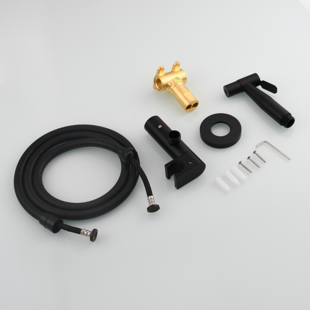 Tecmolog Toilet Bidet Sprayer, Brushed Gold Bidet Sprayer for Toilet Warm Water, Jet Sprayer for Toilet with Hot and Cold Mixer Valve