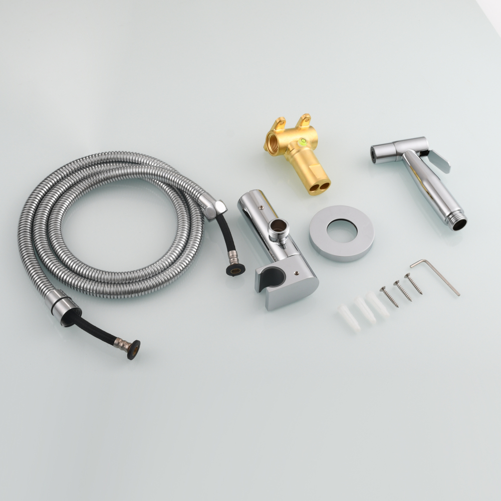 Tecmolog Toilet Bidet Sprayer, Brushed Gold Bidet Sprayer for Toilet Warm Water, Jet Sprayer for Toilet with Hot and Cold Mixer Valve