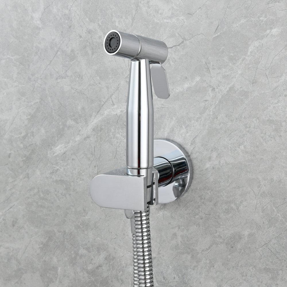 Tecmolog Toilet Bidet Sprayer, Brushed Gold Bidet Sprayer for Toilet Warm Water, Jet Sprayer for Toilet with Hot and Cold Mixer Valve