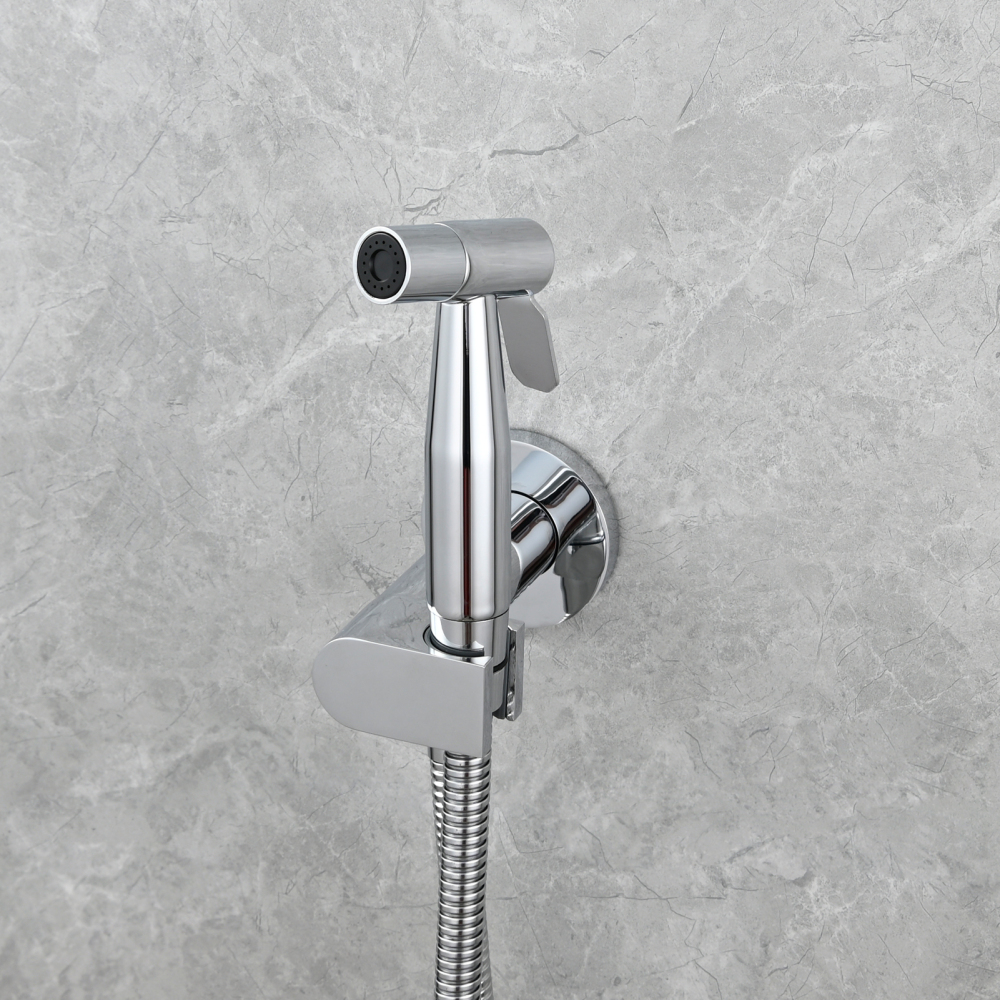 Tecmolog Toilet Bidet Sprayer, Brushed Gold Bidet Sprayer for Toilet Warm Water, Jet Sprayer for Toilet with Hot and Cold Mixer Valve