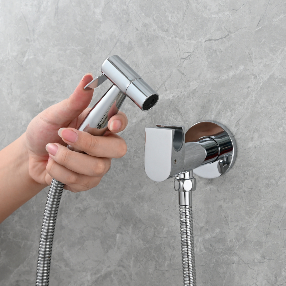 Tecmolog Toilet Bidet Sprayer, Brushed Gold Bidet Sprayer for Toilet Warm Water, Jet Sprayer for Toilet with Hot and Cold Mixer Valve