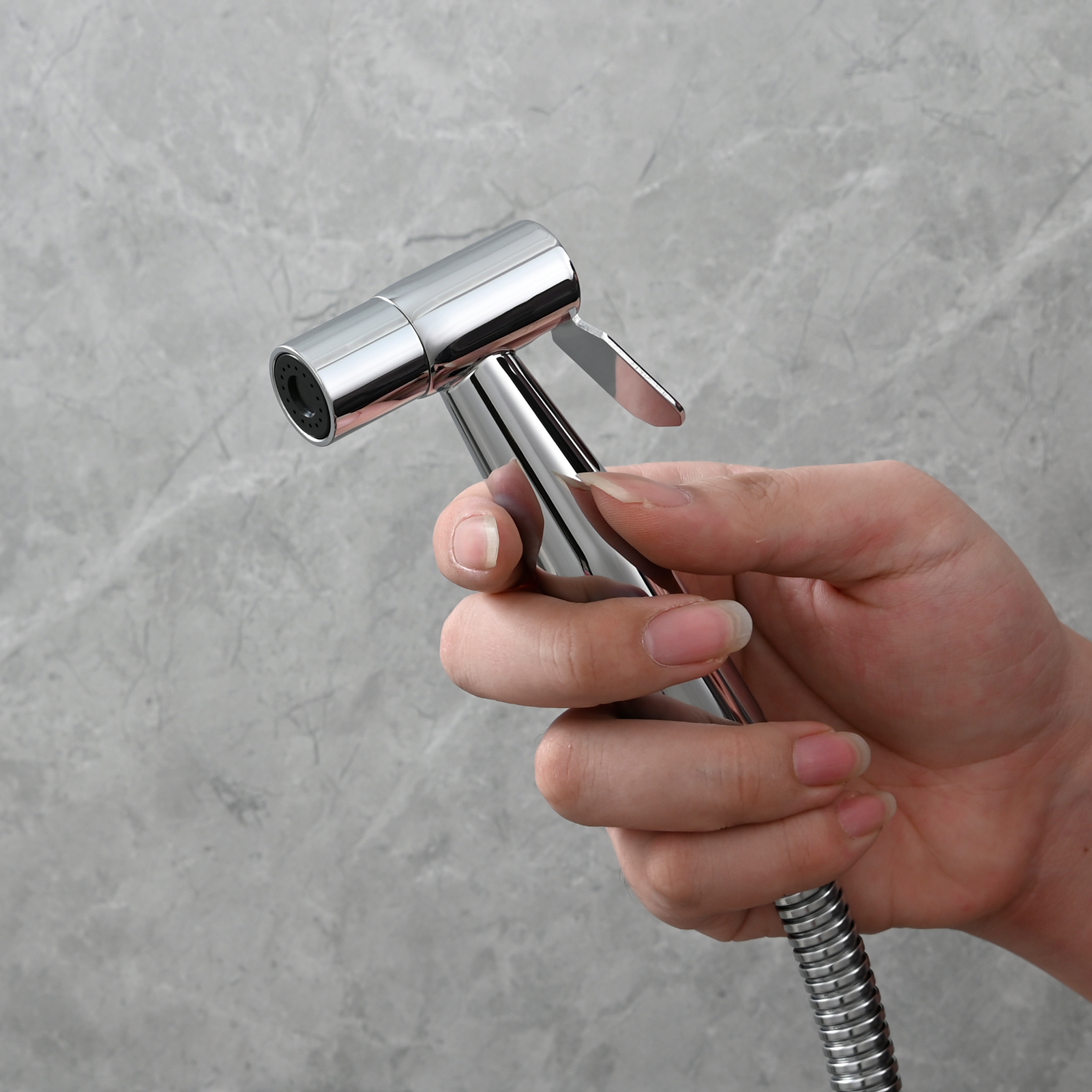Tecmolog Toilet Bidet Sprayer, Brushed Gold Bidet Sprayer for Toilet Warm Water, Jet Sprayer for Toilet with Hot and Cold Mixer Valve