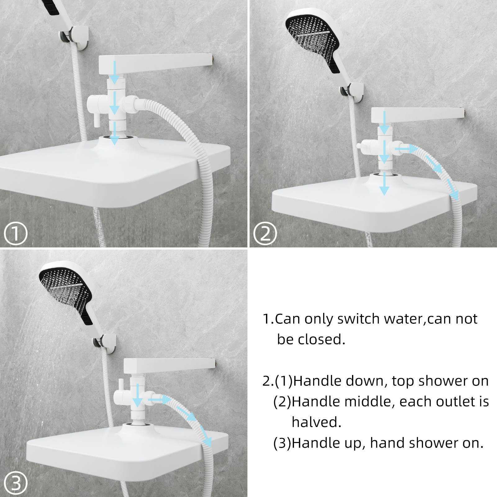 Tecmolog Brass Shower Arm Diverter Valve for Hand Held Showerhead 3 Way Shower Diverter Valve G1/2 DSF007/DSF007NA/DSF007C