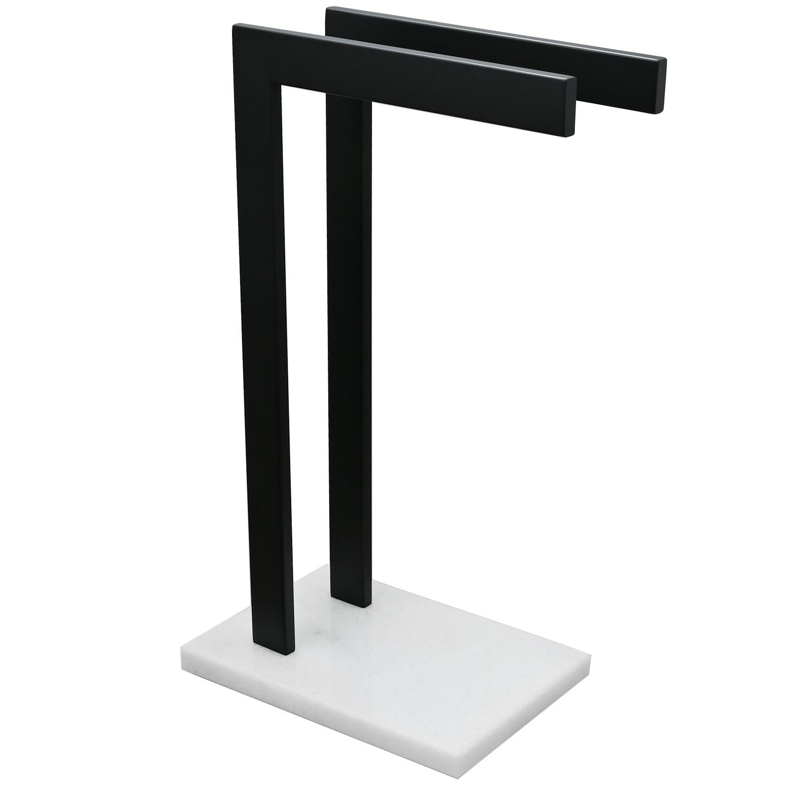 Tecmolog SUS304 Stainless Steel Towel Holder,Freestanding Bathroom Marble Basin Double Towel Rack,Brushed Gold,Black
