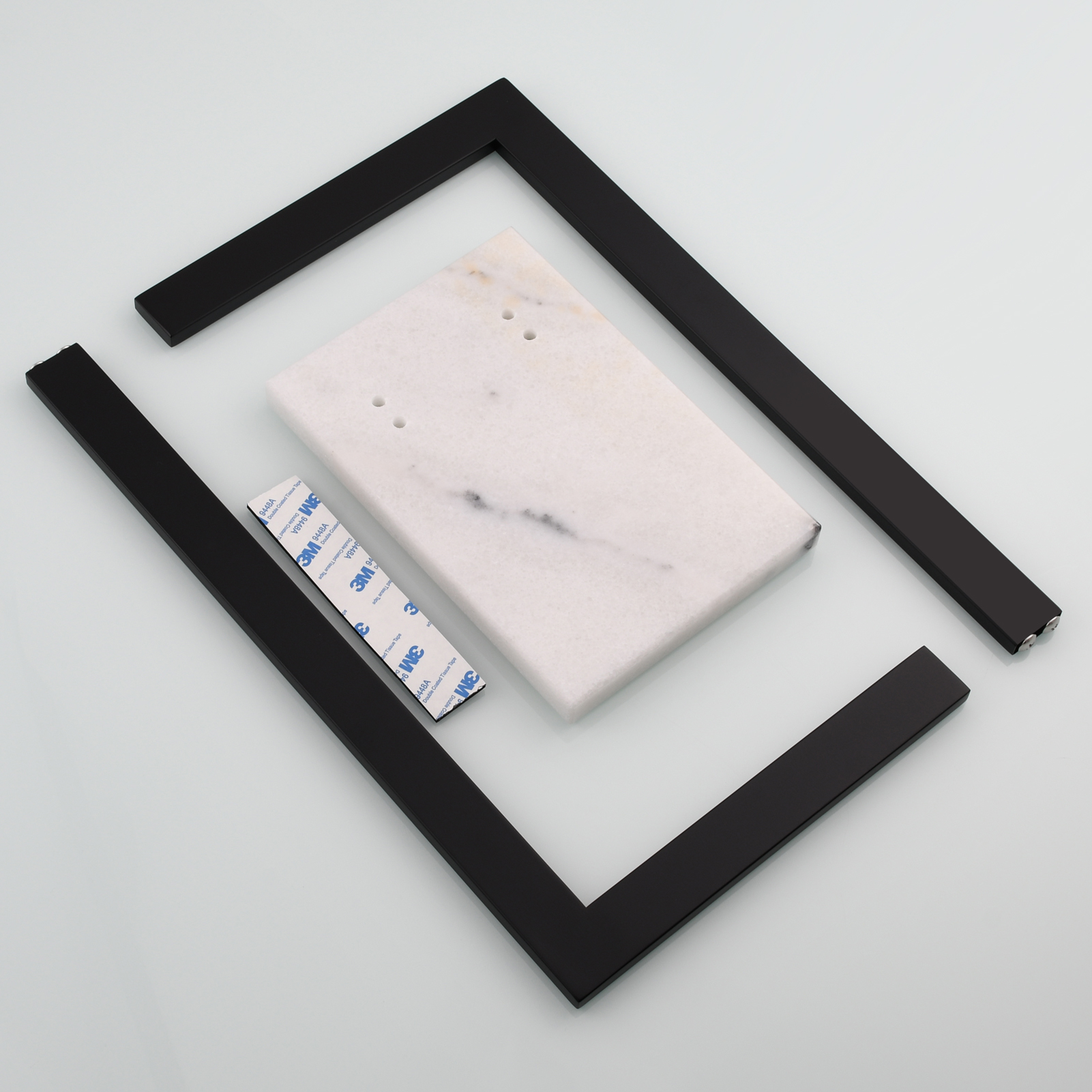 Tecmolog SUS304 Stainless Steel Towel Holder,Freestanding Bathroom Marble Basin Double Towel Rack,Brushed Gold,Black