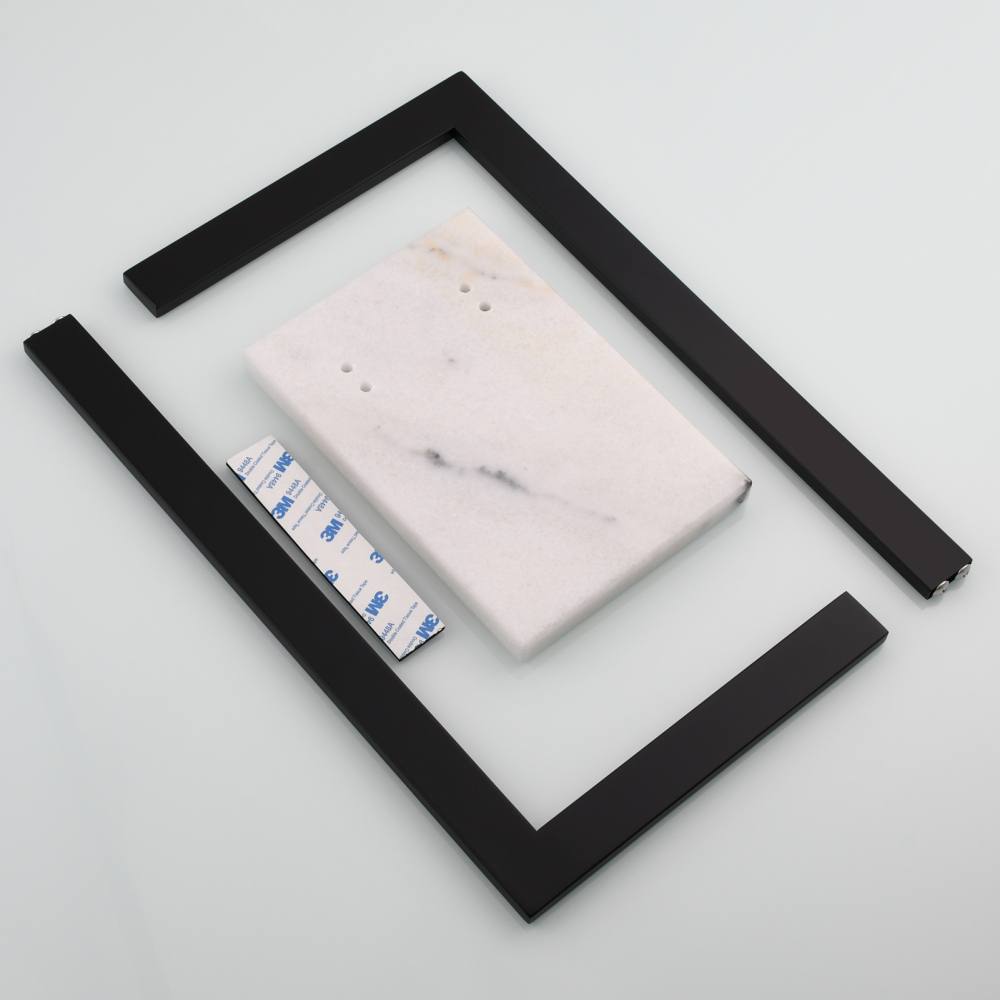 Tecmolog SUS304 Stainless Steel Towel Holder,Freestanding Bathroom Marble Basin Double Towel Rack,Brushed Gold,Black