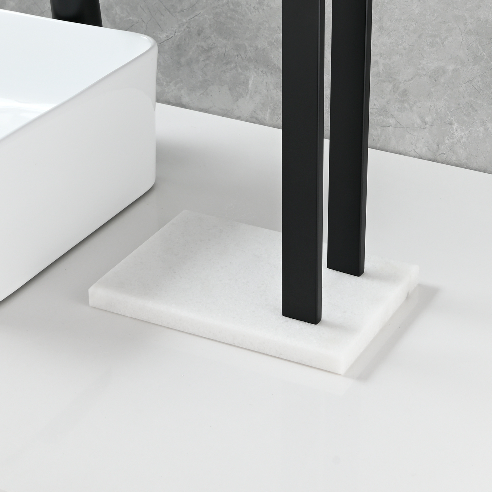 Tecmolog SUS304 Stainless Steel Towel Holder,Freestanding Bathroom Marble Basin Double Towel Rack,Brushed Gold,Black