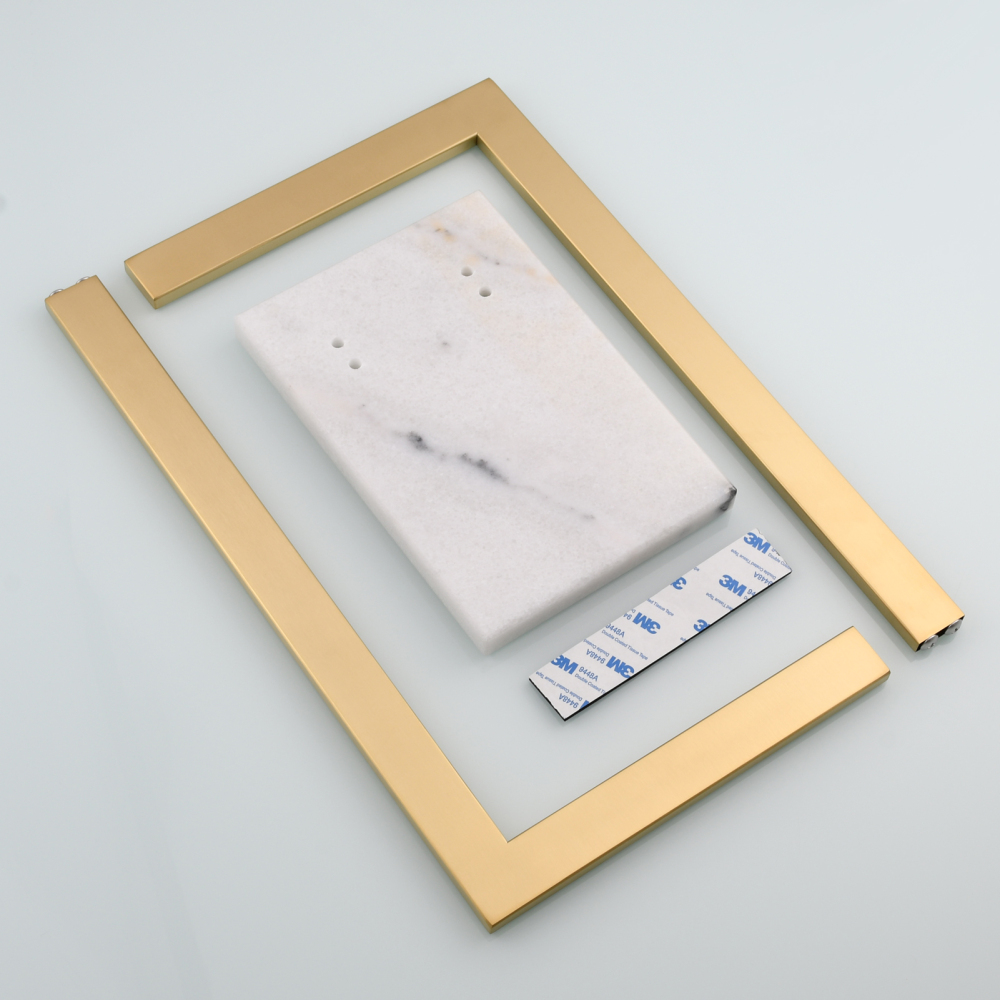 Tecmolog SUS304 Stainless Steel Towel Holder,Freestanding Bathroom Marble Basin Double Towel Rack,Brushed Gold,Black