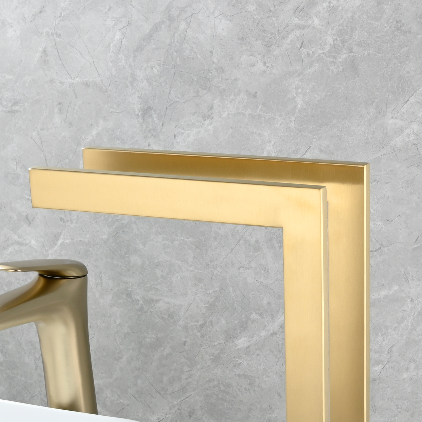 Tecmolog SUS304 Stainless Steel Towel Holder,Freestanding Bathroom Marble Basin Double Towel Rack,Brushed Gold,Black