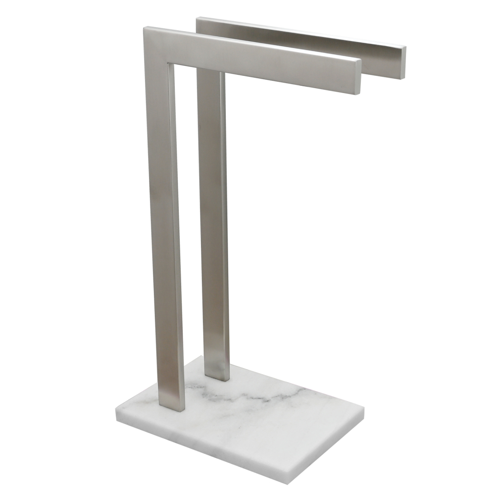 Tecmolog SUS304 Stainless Steel Towel Holder,Freestanding Bathroom Marble Basin Double Towel Rack,Brushed Gold,Black