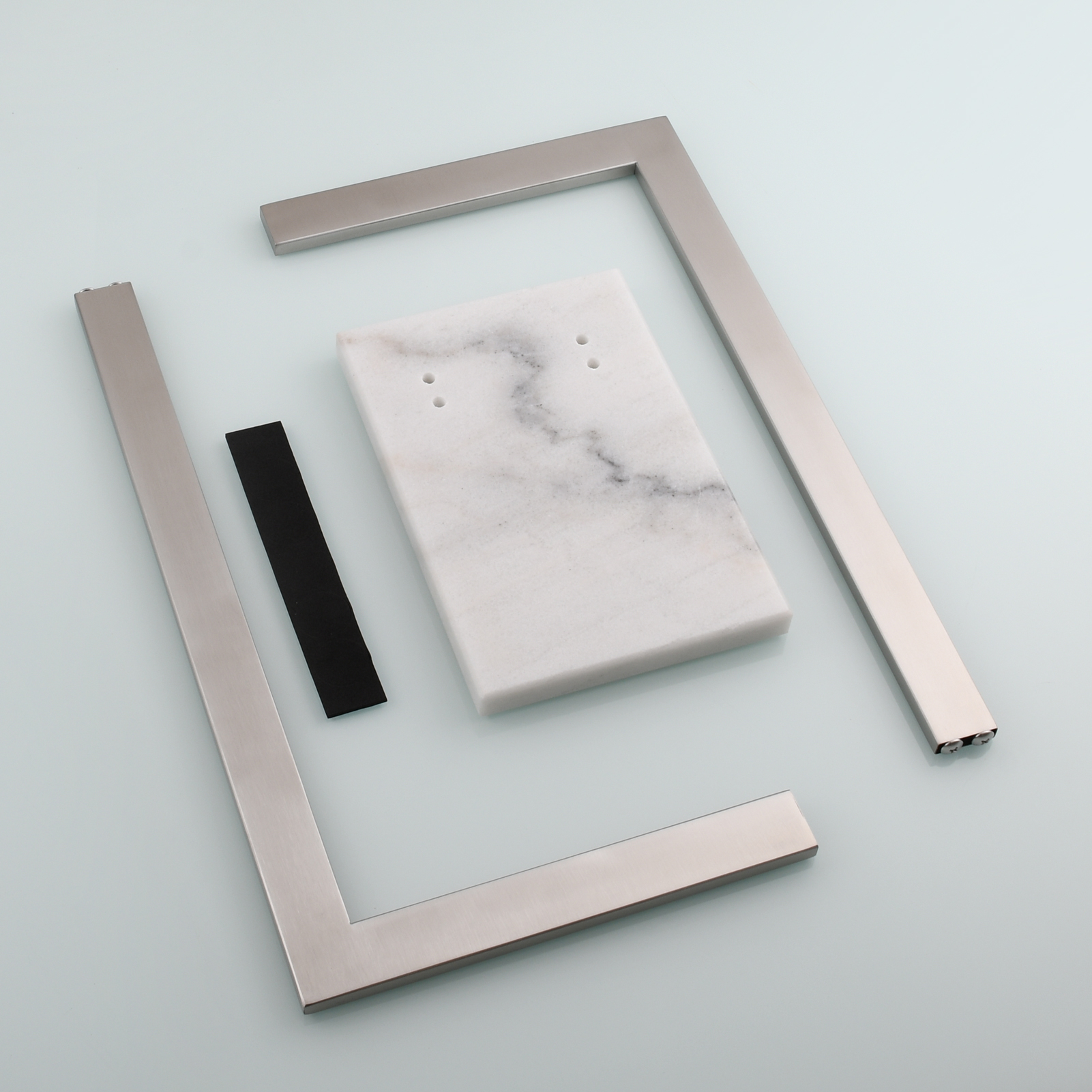 Tecmolog SUS304 Stainless Steel Towel Holder,Freestanding Bathroom Marble Basin Double Towel Rack,Brushed Gold,Black