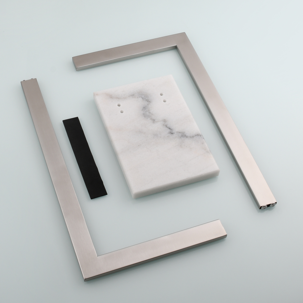 Tecmolog SUS304 Stainless Steel Towel Holder,Freestanding Bathroom Marble Basin Double Towel Rack,Brushed Gold,Black