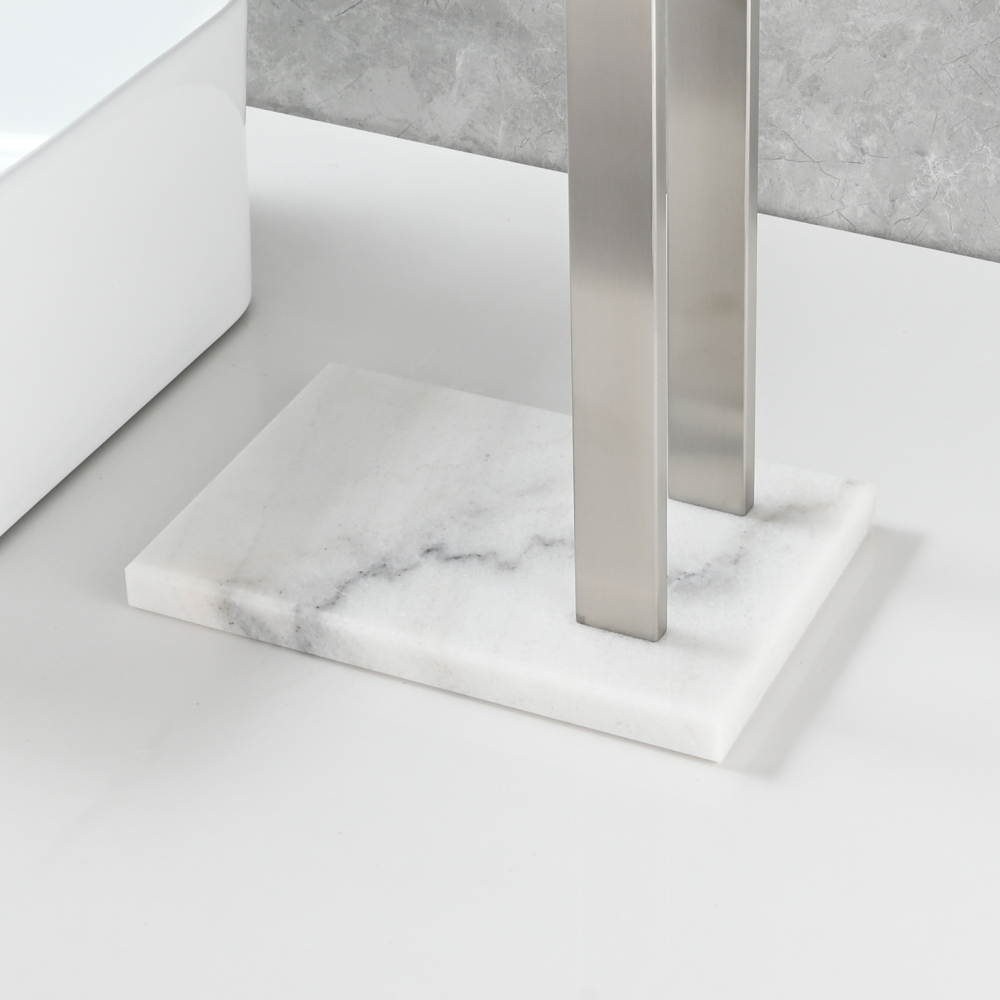 Tecmolog SUS304 Stainless Steel Towel Holder,Freestanding Bathroom Marble Basin Double Towel Rack,Brushed Gold,Black