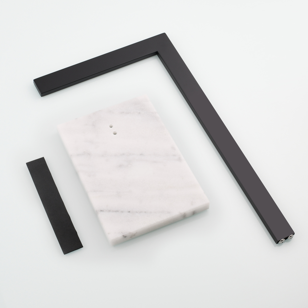 Tecmolog SUS304 Stainless Steel Towel Holder,Freestanding Bathroom Marble Basin Double Towel Rack,Brushed Gold,Black