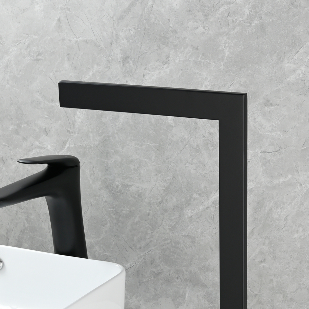 Tecmolog SUS304 Stainless Steel Towel Holder,Freestanding Bathroom Marble Basin Double Towel Rack,Brushed Gold,Black