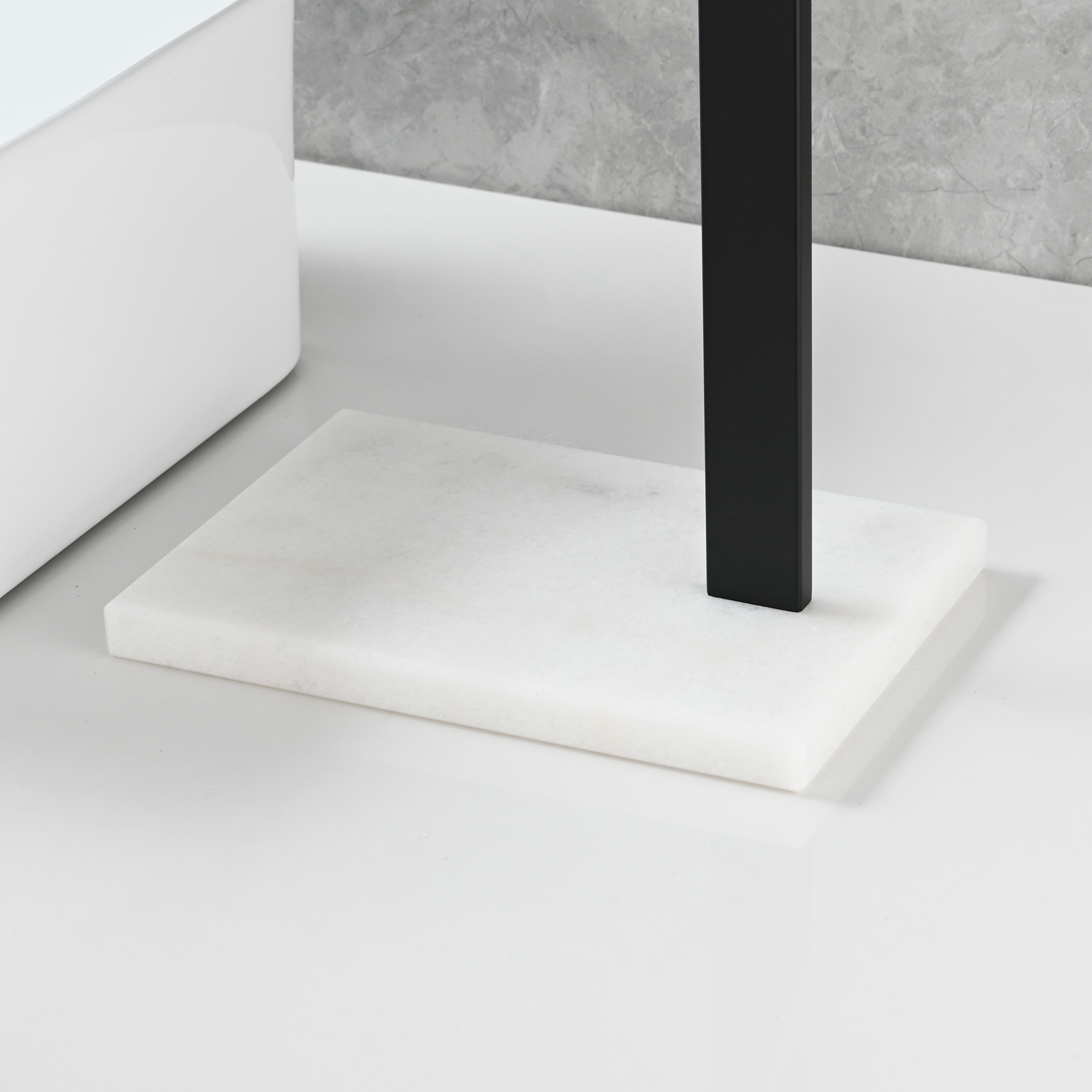 Tecmolog SUS304 Stainless Steel Towel Holder,Freestanding Bathroom Marble Basin Double Towel Rack,Brushed Gold,Black