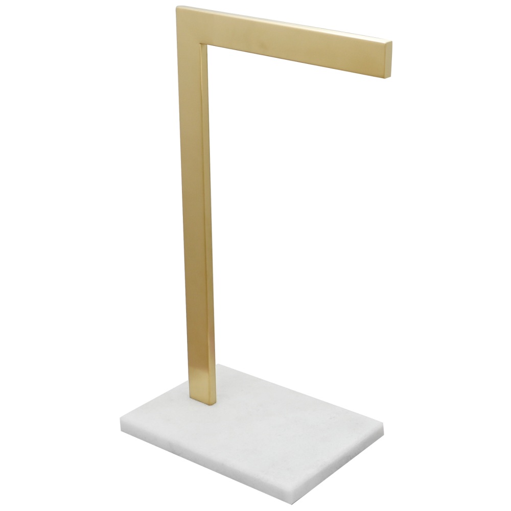 Tecmolog SUS304 Stainless Steel Towel Holder,Freestanding Bathroom Marble Basin Double Towel Rack,Brushed Gold,Black