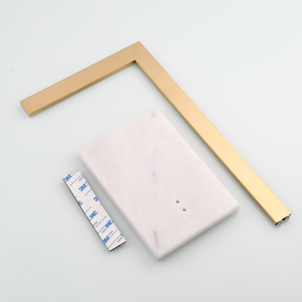 Tecmolog SUS304 Stainless Steel Towel Holder,Freestanding Bathroom Marble Basin Double Towel Rack,Brushed Gold,Black