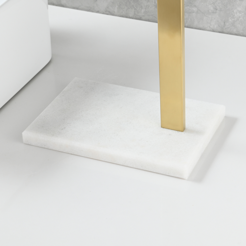 Tecmolog SUS304 Stainless Steel Towel Holder,Freestanding Bathroom Marble Basin Double Towel Rack,Brushed Gold,Black