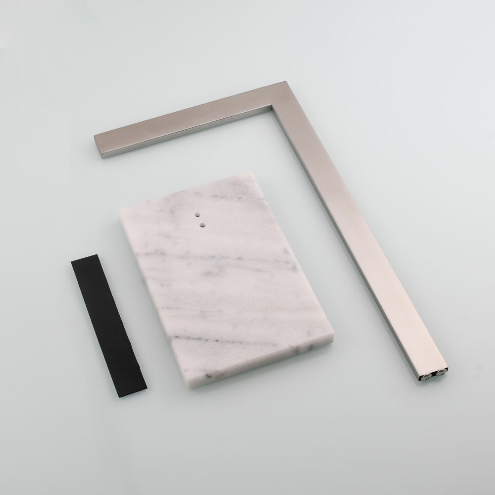 Tecmolog SUS304 Stainless Steel Towel Holder,Freestanding Bathroom Marble Basin Double Towel Rack,Brushed Gold,Black