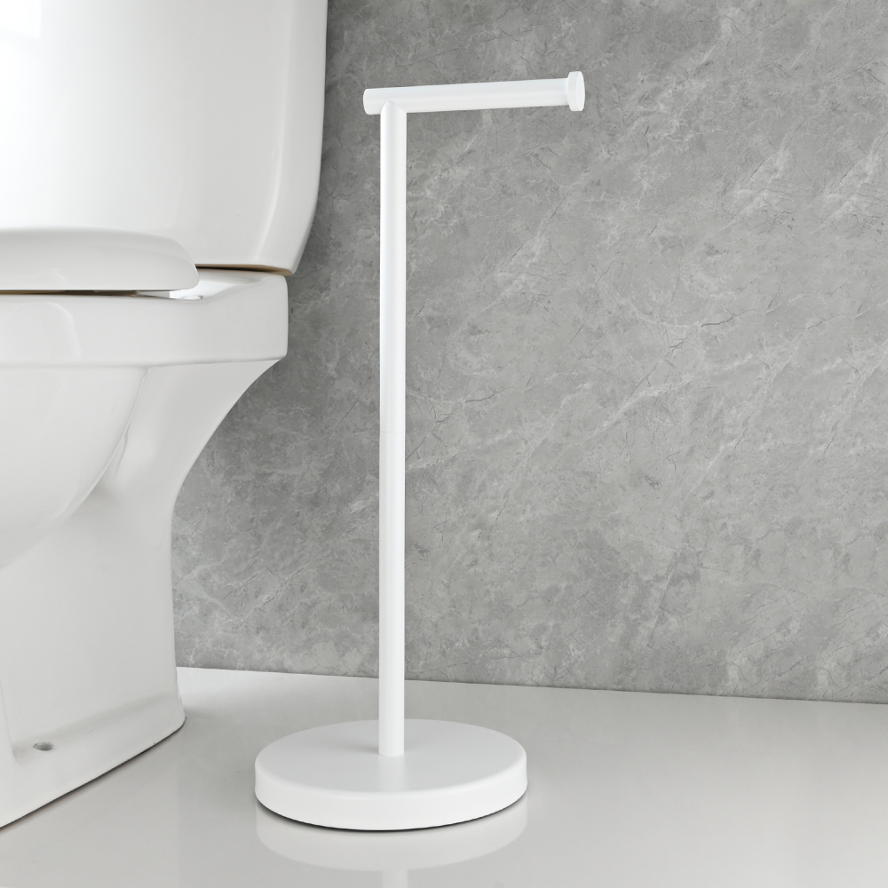 Tecmolog Stainless Steel Free Standing Paper Towel Holder,Black Bathroom Roll Holder with Non-Slip Mat,SBH265B