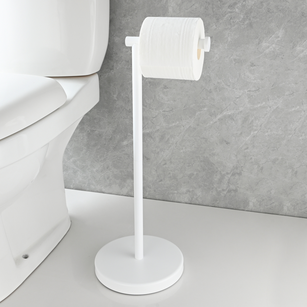 Tecmolog Stainless Steel Free Standing Paper Towel Holder,Black Bathroom Roll Holder with Non-Slip Mat,SBH265B