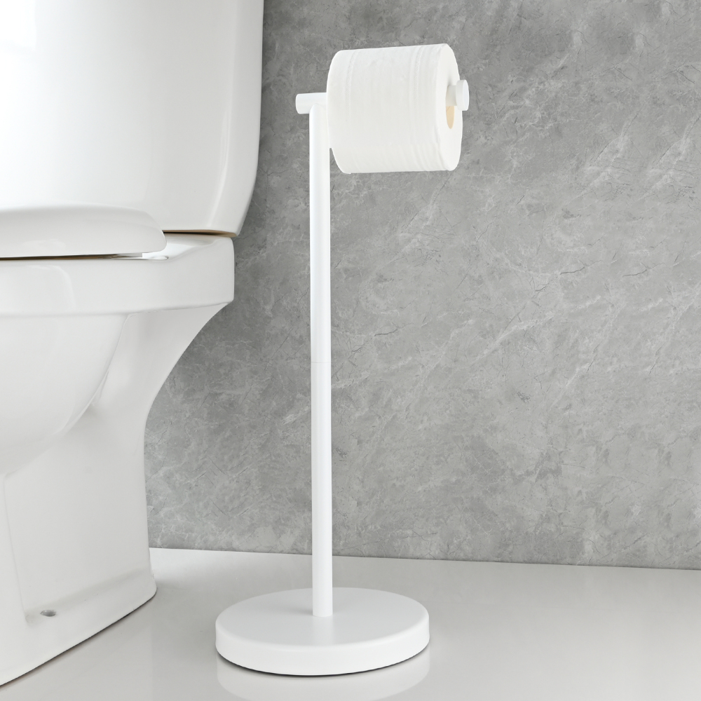 Tecmolog Stainless Steel Free Standing Paper Towel Holder,Black Bathroom Roll Holder with Non-Slip Mat,SBH265B