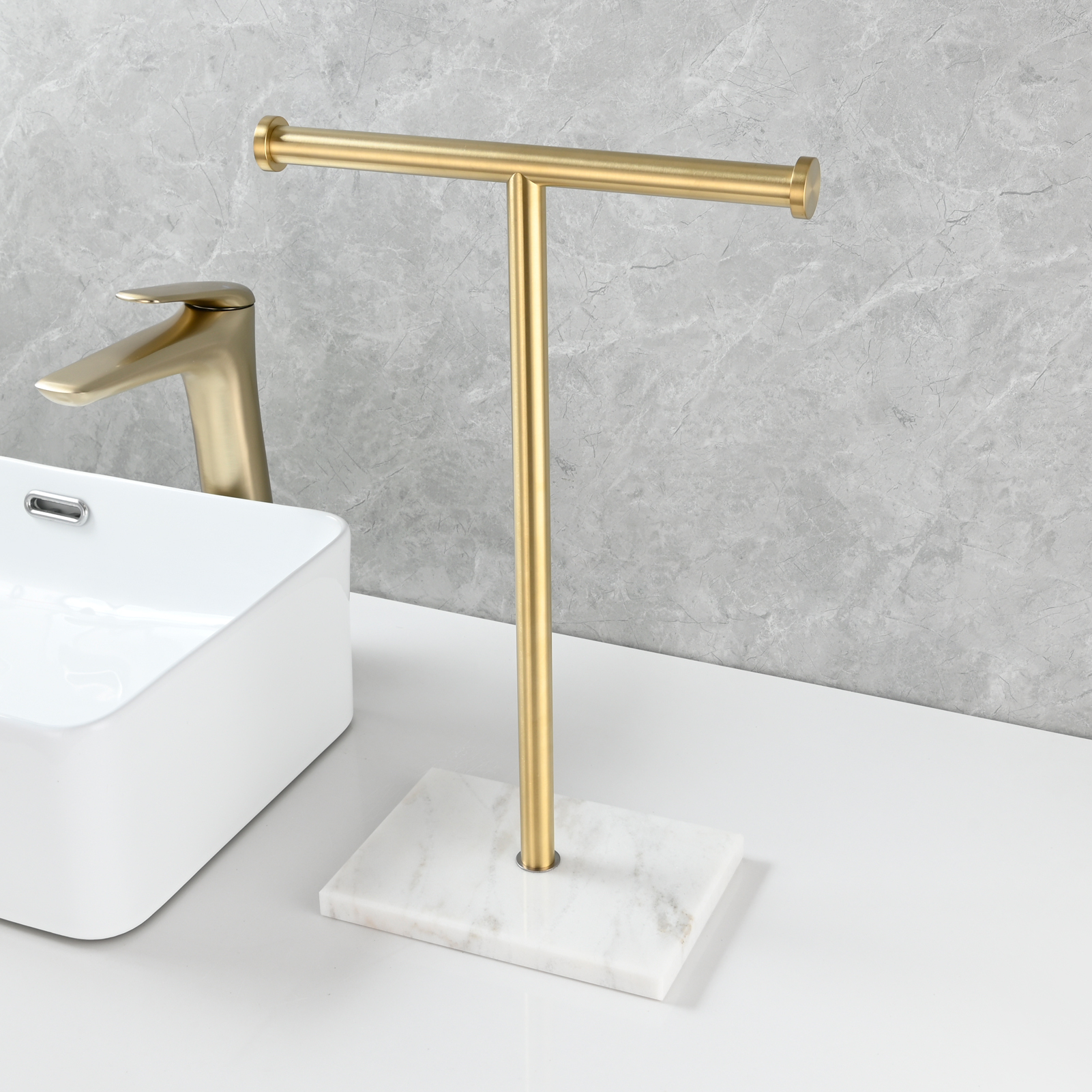 Tecmolog 304 Stainless Steel Towel Holder,Marble Nail Free Bracket Paper Holder