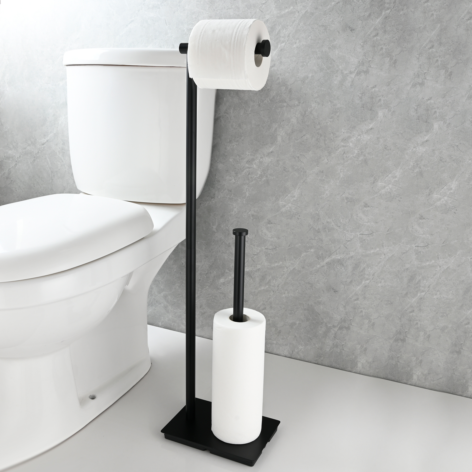 Tecmolog Free Standing Toilet Paper Holder with Reserve Storage 3-4 Toilet Paper Rolls, Stainless Steel Brushed Nickel,SBH266ANA