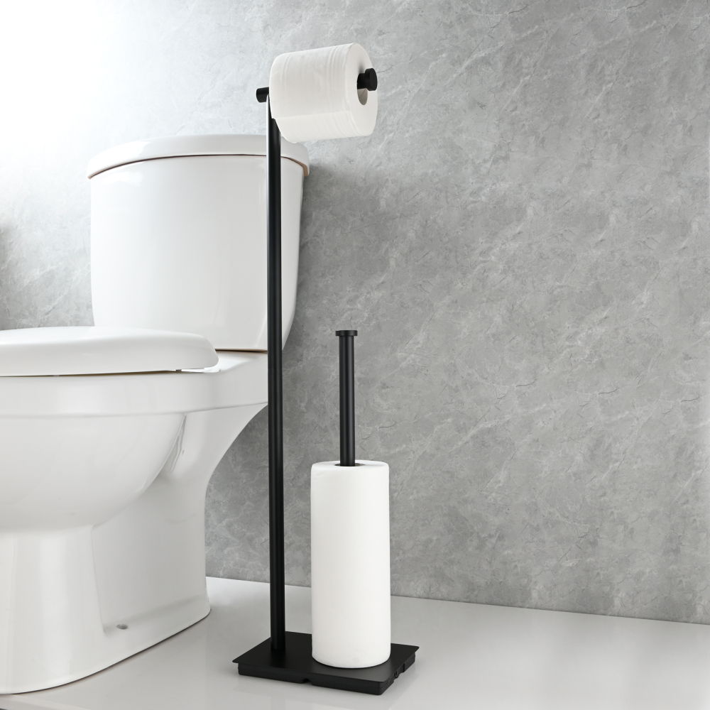 Tecmolog Free Standing Toilet Paper Holder with Reserve Storage 3-4 Toilet Paper Rolls, Stainless Steel Brushed Nickel,SBH266ANA