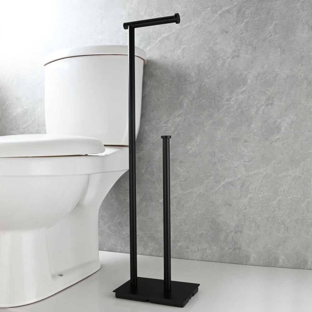 Tecmolog Free Standing Toilet Paper Holder with Reserve Storage 3-4 Toilet Paper Rolls, Stainless Steel Brushed Nickel,SBH266ANA