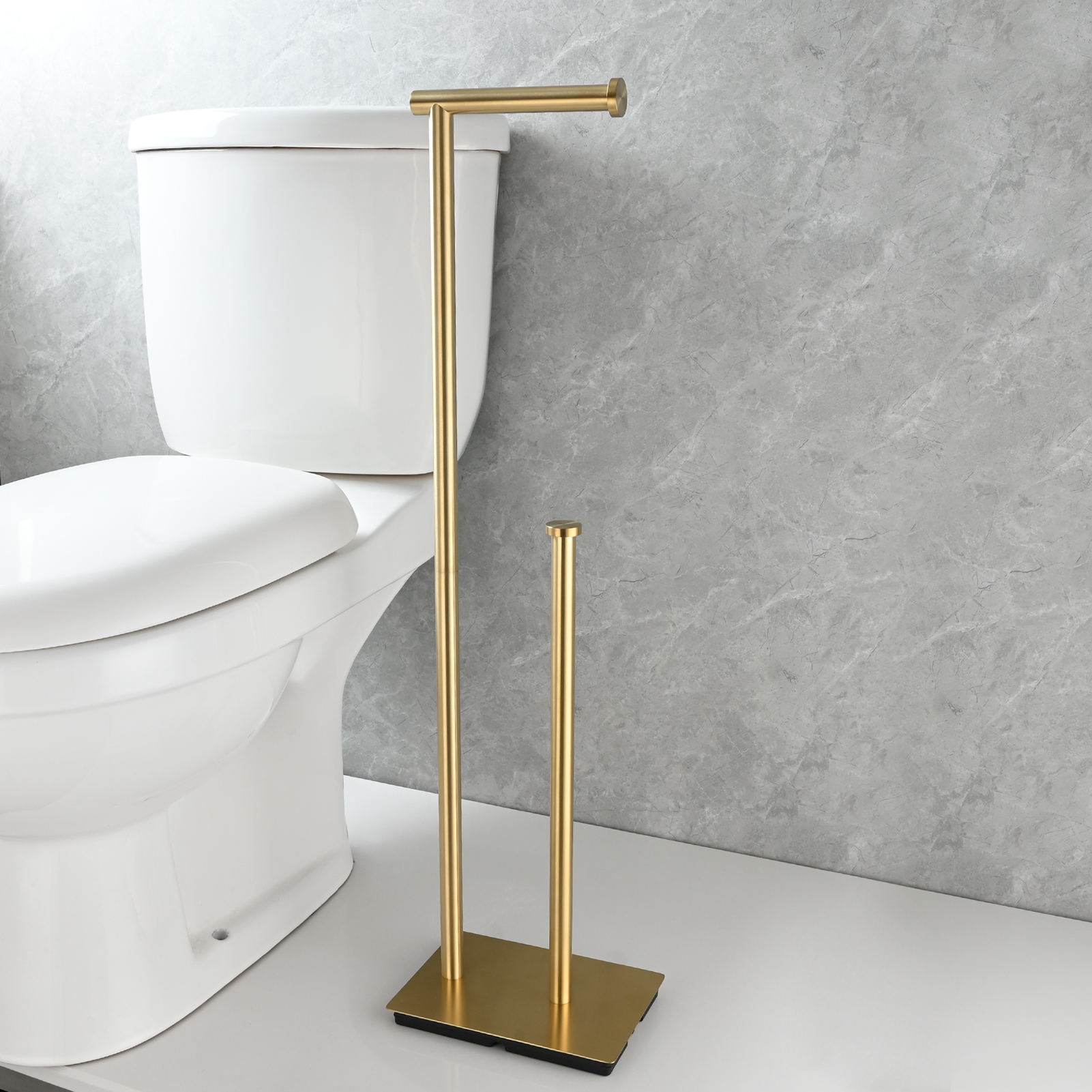Tecmolog Free Standing Toilet Paper Holder with Reserve Storage 3-4 Toilet Paper Rolls, Stainless Steel Brushed Nickel,SBH266ANA