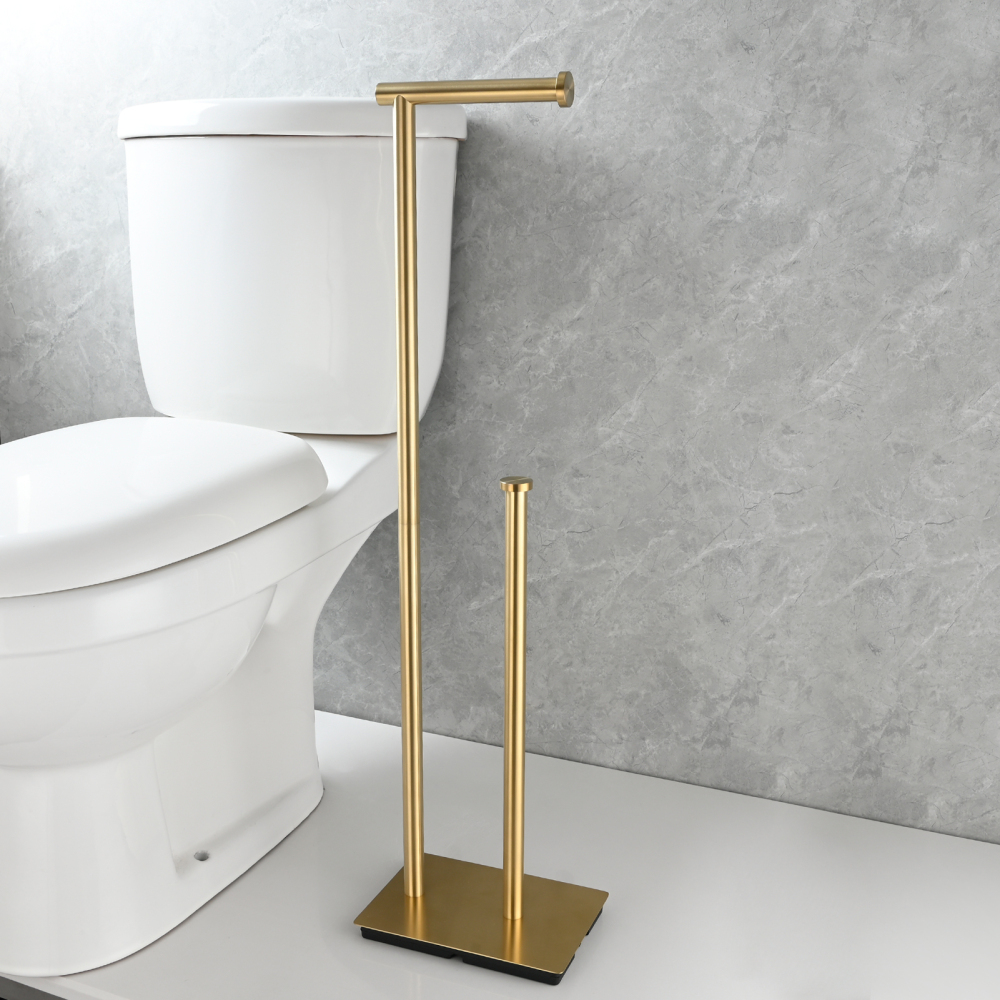 Tecmolog Free Standing Toilet Paper Holder with Reserve Storage 3-4 Toilet Paper Rolls, Stainless Steel Brushed Nickel,SBH266ANA