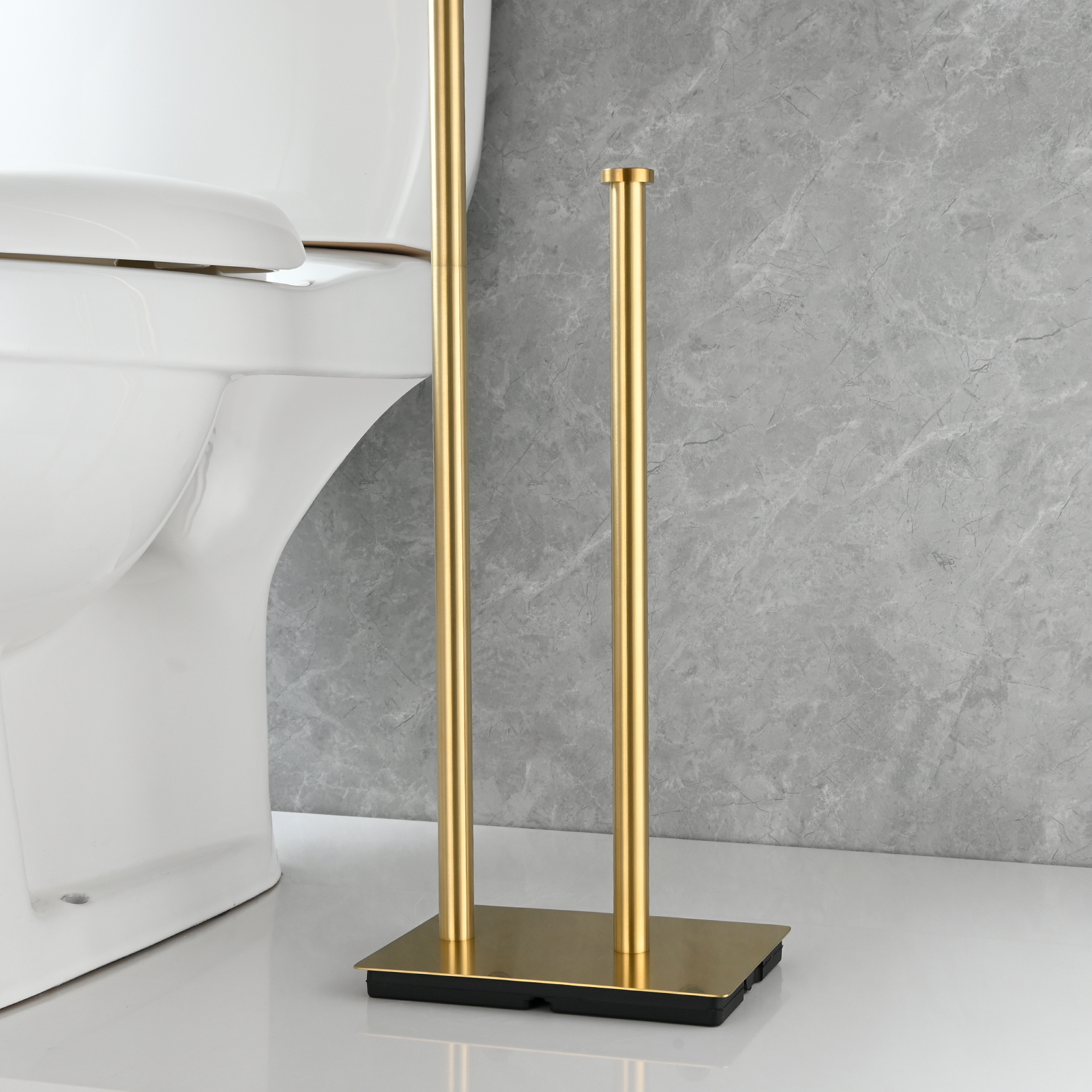 Tecmolog Free Standing Toilet Paper Holder with Reserve Storage 3-4 Toilet Paper Rolls, Stainless Steel Brushed Nickel,SBH266ANA
