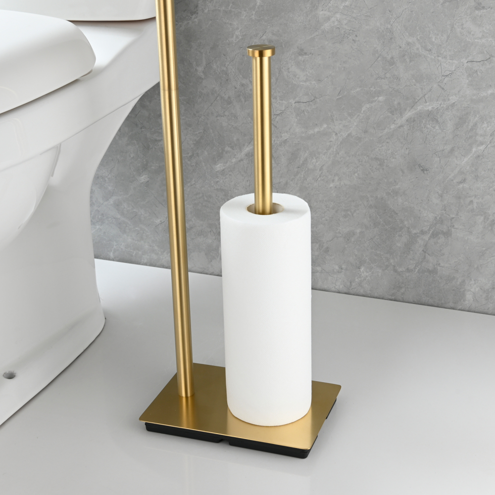 Tecmolog Free Standing Toilet Paper Holder with Reserve Storage 3-4 Toilet Paper Rolls, Stainless Steel Brushed Nickel,SBH266ANA