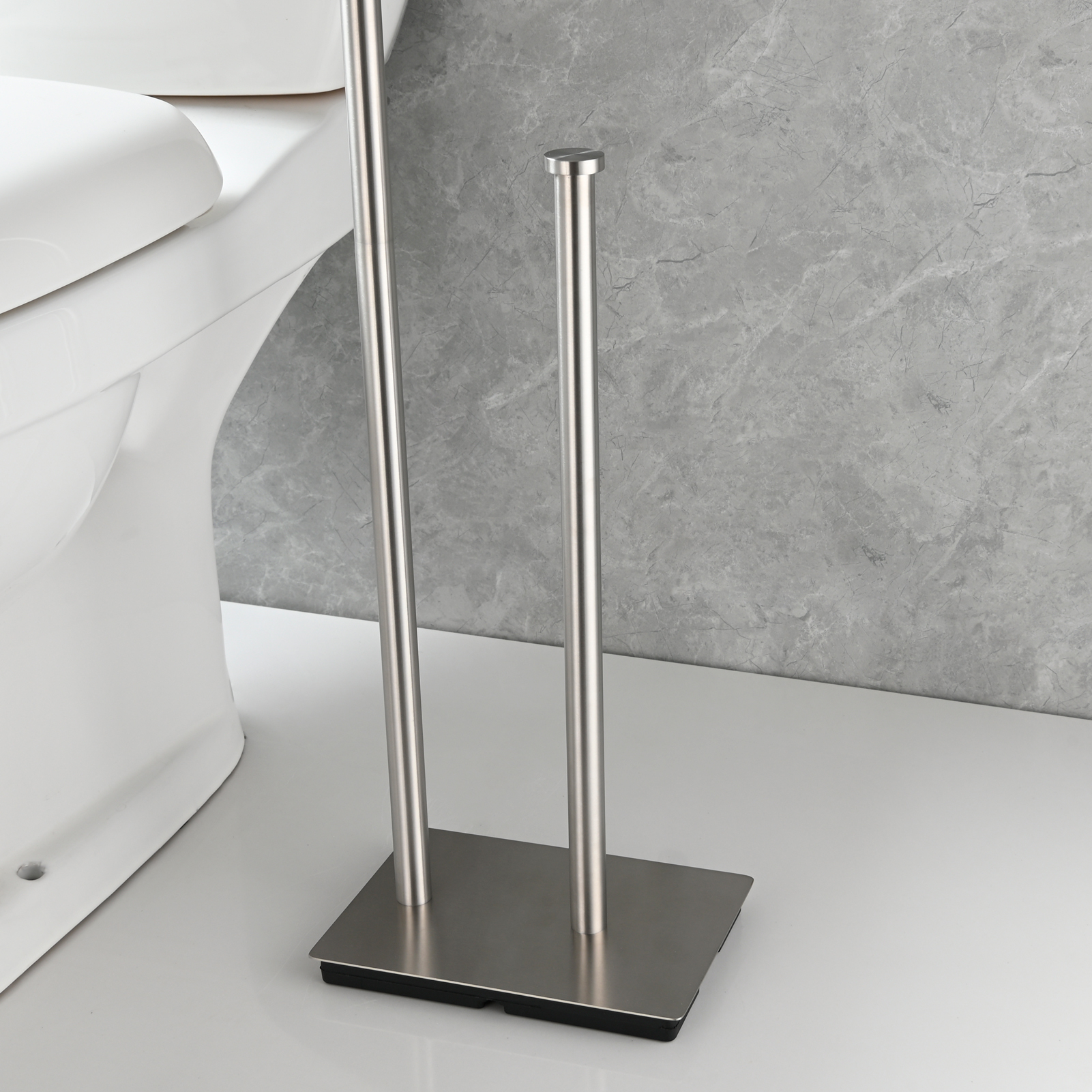 Tecmolog Free Standing Toilet Paper Holder with Reserve Storage 3-4 Toilet Paper Rolls, Stainless Steel Brushed Nickel,SBH266ANA
