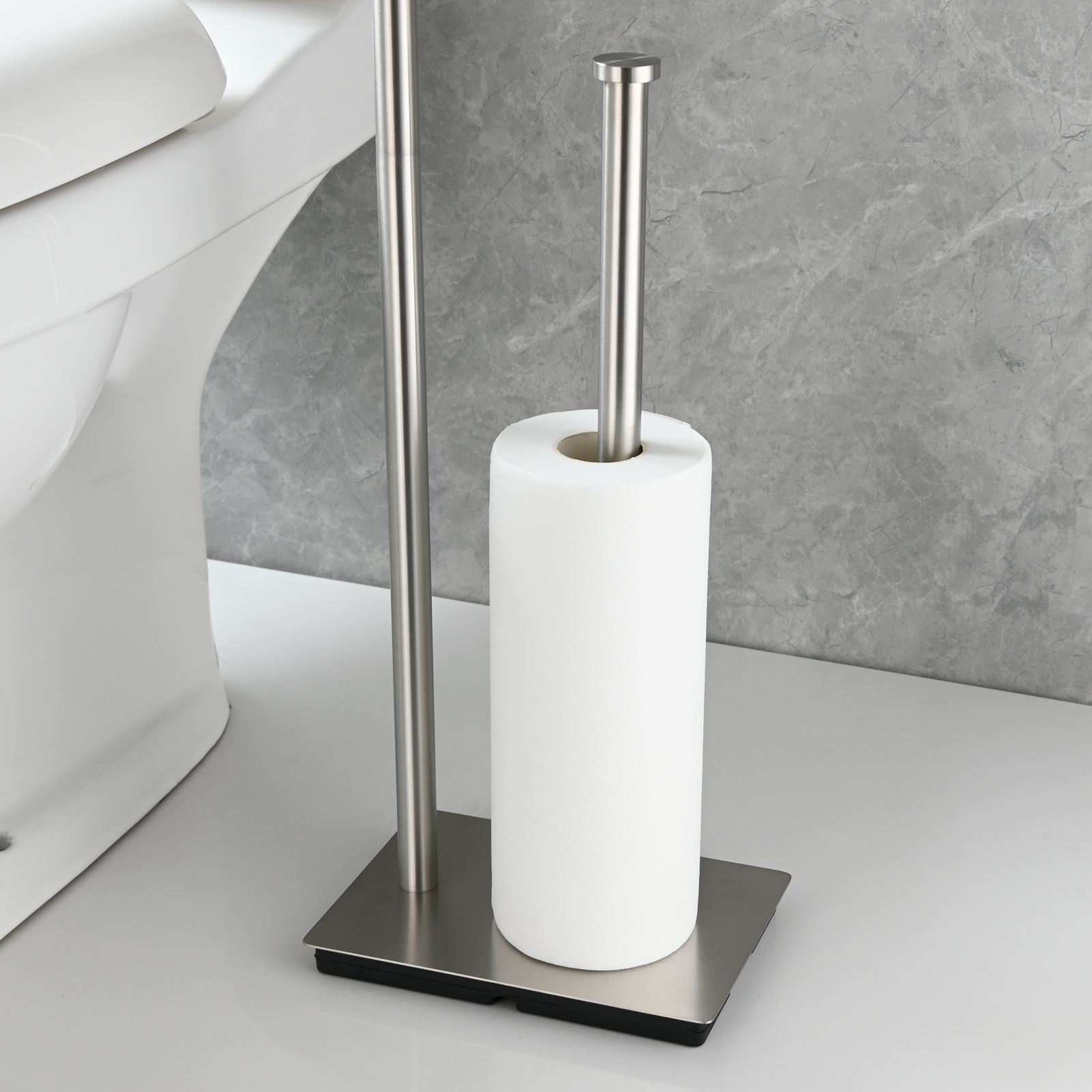 Tecmolog Free Standing Toilet Paper Holder with Reserve Storage 3-4 Toilet Paper Rolls, Stainless Steel Brushed Nickel,SBH266ANA