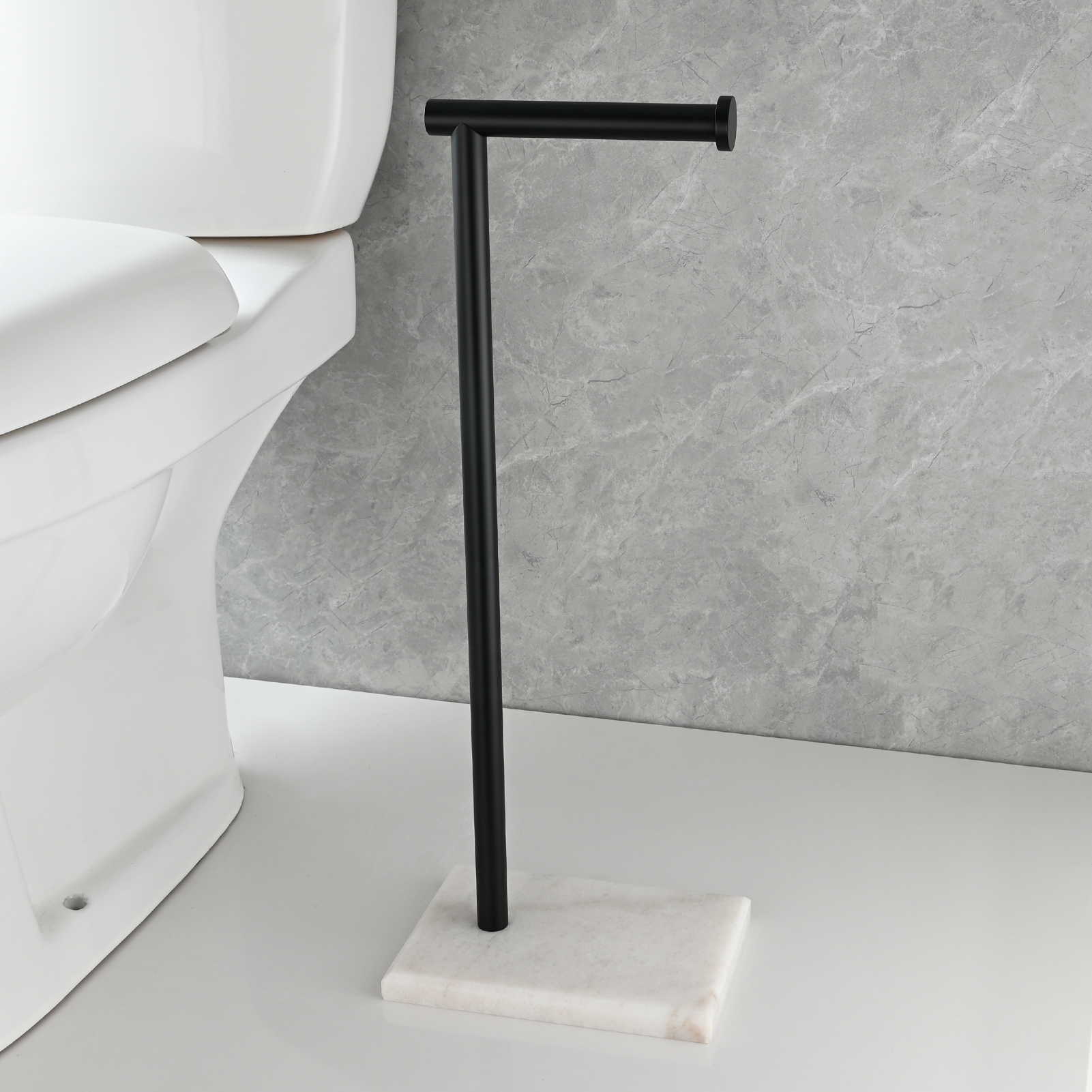 Tecmolog Stainless Steel Toilet Paper Holder Stand Modern Tissue Roll Holder with Marble Base or Kitchen Bathroom