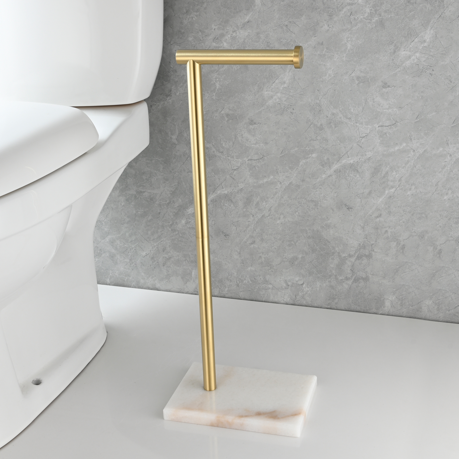Tecmolog Stainless Steel Toilet Paper Holder Stand Modern Tissue Roll Holder with Marble Base or Kitchen Bathroom