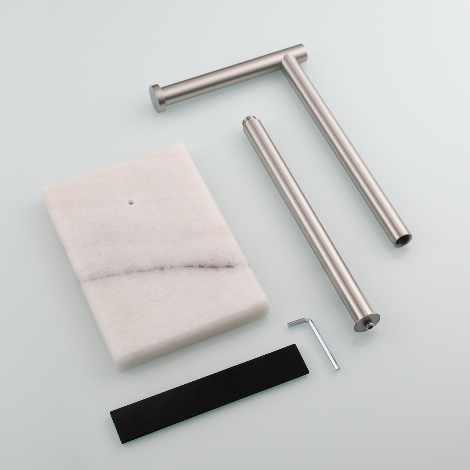 Tecmolog Stainless Steel Toilet Paper Holder Stand Modern Tissue Roll Holder with Marble Base or Kitchen Bathroom