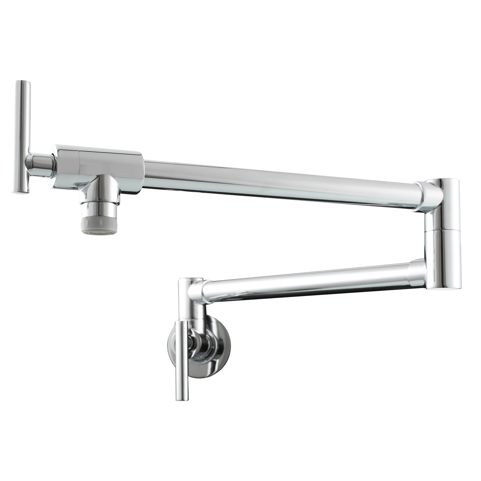 Tecmolog Pot Filler Faucet, Wall Mount 1/2”NPT Kitchen Sink Tap, Brass Double Joint Spout Cold Water Faucet, Nickel/Black/Chrome
